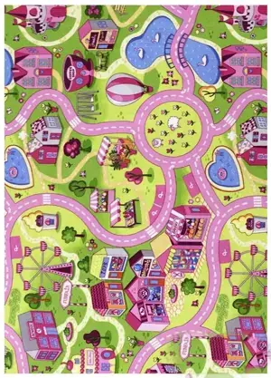 Associated Weavers Dětský kusový koberec silnice Sweet Town růžová 140x200 cm