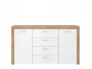 BRW Komoda Balder KOM2D4S - Dub riviéra/bílý lesk