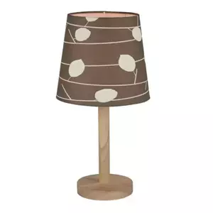 Tempo Kondela Stolní lampa QENNY TYP 6 - dřevo / látka vzor listy