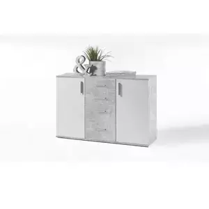 Tempo Kondela Komoda POPPY 5 - bílá / beton