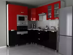 Falco Rohová kuchyňská linka Milenium - červený+černý lesk/MDR