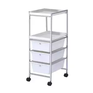 Tempo Kondela Pojízdný regál CORFU - bílá/chrom
