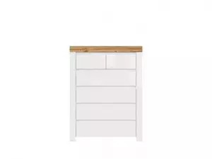 BRW Komoda Holten KOM6S, bílá/dub woltan/bílý lesk