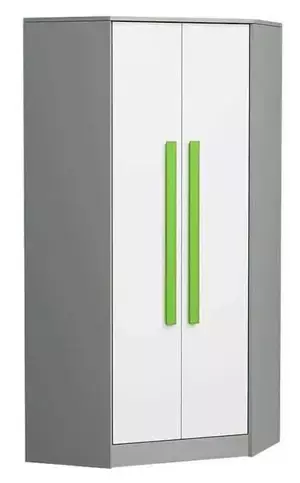 Casarredo Rohová šatní skříň GYT 2 antracit/bílá/zelená