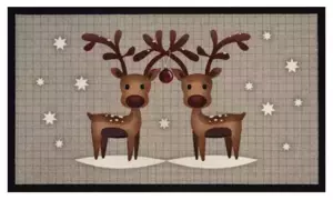 Hanse Home Rohožka Printy 103527 - šedá/hnědá s motivem sobů 45x75 cm