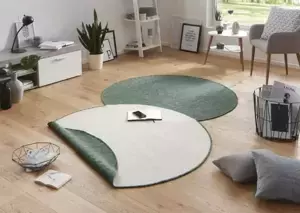 Hanse Home Kusový koberec Twin-Wendeteppiche 103095 - kruh - zelený, béžový 140x140 (průměr) kruh