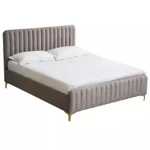 Tempo Kondela Postel KAISA 140x200 cm - šedohnědá Taupe /zlatý matný