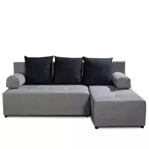Tempo Kondela Sedací souprava MEXX P - šedá / polštáře černá