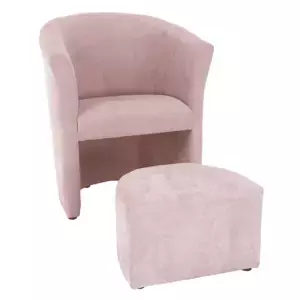 Tempo Kondela Křeslo s taburetem ROSE - pudrová růžová