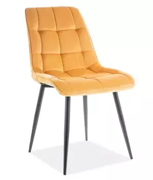 Casarredo Jídelní čalouněná židle SIK VELVET žlutá curry/černá