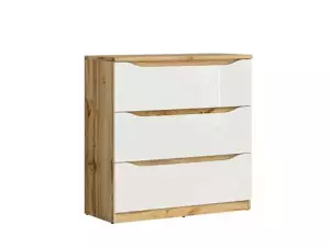 BRW Komoda Nuis KOM3S - dub wotan/bílý lesk