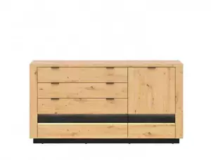 BRW OSTIA komoda KOM1D4S, dub artisan/černý lesk