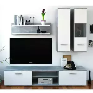 Tempo Kondela Obývací stěna WAW - beton / bílá