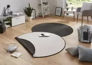 Hanse Home Kusový koberec Twin-Wendeteppiche 103096 - kruh černá, béžová 140x140 (průměr) kruh
