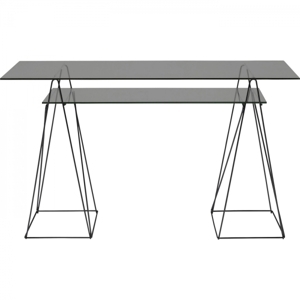 KARE Design Stůl Polar se skleněnými deskami - černý, 135x65cm