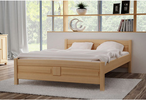 Expedo Vyvýšená postel ANGEL + pěnová matrace DE LUX 14 cm + rošt ZDARMA, 90 x 200 cm, ořech-lak