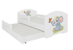 Expedo Dětská postel FROSO II se zábranou, 160x80, vzor f2, slon