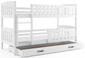 Expedo Patrová postel FLORENT 2 + úložný prostor + matrace + rošt ZDARMA, 80x190, bílý, bílá