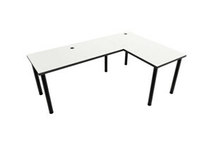 Expedo Počítačový rohový stůl LOOK N, 200/135x73-76x65, bílá/černé nohy, pravý