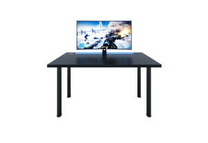 Expedo Počítačový herní stůl CODE X2 s LED, 135x73-76x65, černá/černé nohy + USB HUB