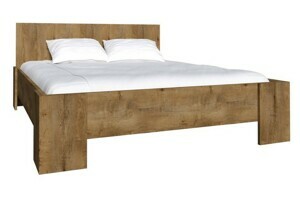 Expedo Manželská postel COLORADO L-2 + rošt + pěnová matrace DE LUX 14 cm, 180 x 200 cm, dub Lefkas tmavý