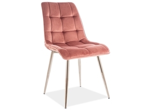 Jídelní židle CHIC VELVET | chromové nohy Barva: Růžová / Bluvel 52