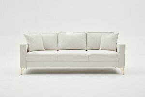 Hanah Home Třímístná pohovka BERLIN krémová se zlatou 222 cm 825BLC2797