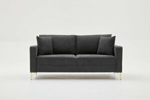Hanah Home Dvoumístná pohovka BERLIN antracitová se zlatou 180 cm 825BLC2793