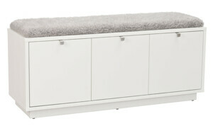 ROWICO bílá lavice s úložným prostorem CONFETTI a šedým sedákem 106 cm 103764