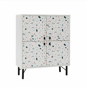 KALUNE DESIGN Dřevěná komoda TERRAZZO bílá 869VEL4527