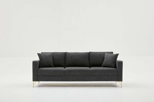 Hanah Home Třímístná pohovka BERLIN antracitová se zlatou 222 cm 825BLC2795
