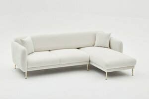 HANAH HOME Rohová pohovka SIMENA krémová pravá 266 cm 825BLC2832