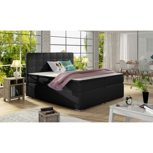Boxspring HIRSUTA 05 140x200, černá ekokůže