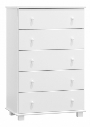 Komoda NEFTYS 11, hloubka 47 cm, masiv borovice, moření: bílé