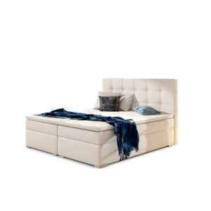 Postel boxspring GONGGA 180x200 cm, bílá ekokůže