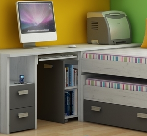 Studentský PC stůl NELLORE 2, univerzální, craft bílý/grafit, 5 let záruka