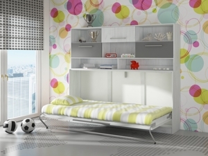 Sklápěcí postel s nástavcem CEDUNA, craft bílý/grafit, 5 let záruka