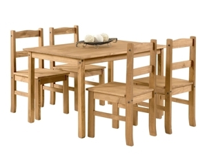 Jídelní set PIMBOW stůl 100x80 cm + 4 židle, masiv borovice