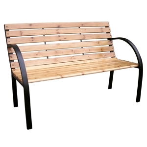 BERKA, zahradní lavička, černá/přírodní, 122 cm