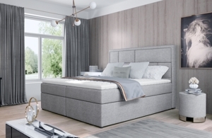 Boxspring BARBARIO 25 180x200, světle šedá látka