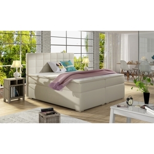 Boxspring HIRSUTA 07 180x200, béžová ekokůže
