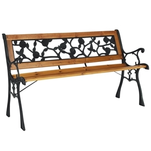 BUBLA, zahradní lavička, černá/přírodní, 126 cm