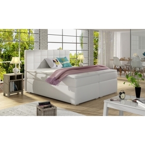 Boxspring HIRSUTA 06 180x200, bílá ekokůže