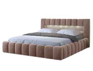 Postel HUA 01 s LED osvětlením 160 x 200 cm, světle hnědá