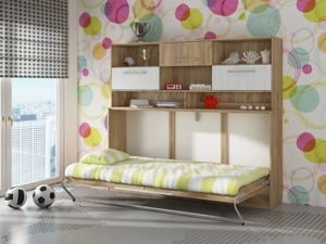 Sklápěcí postel s nástavcem CEDUNA, craft zlatý/craft bílý, 5 let záruka