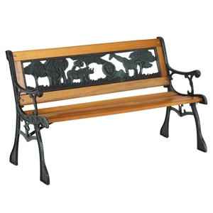 NATURALEZA, dětská zahradní lavička, černá/přírodní, 82 cm