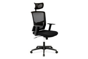 Kancelářská židle s podhlavníkem MANOLITO, látka mesh černá,  houpací mechanismus
