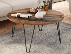 Kulatý konferenční stolek Prado 80 cm, vintage optika dřeva