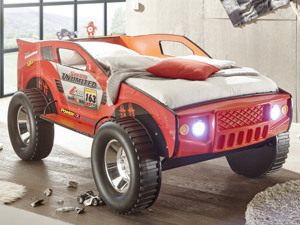Dětská postel Jeep 90x200 cm, červené závodní auto