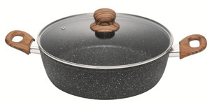 Servírovací hluboká pánev s poklicí Crispy Natura Wood 28 cm